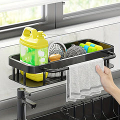 Square Storage Rack With Towel Rod Kitchen Bathroom Spice Jar Storage Shelf