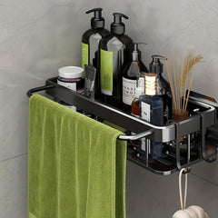 Square Storage Rack With Towel Rod Kitchen Bathroom Spice Jar Storage Shelf