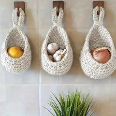 Boho Teardrop Hanging Basket for Kitchen Storage