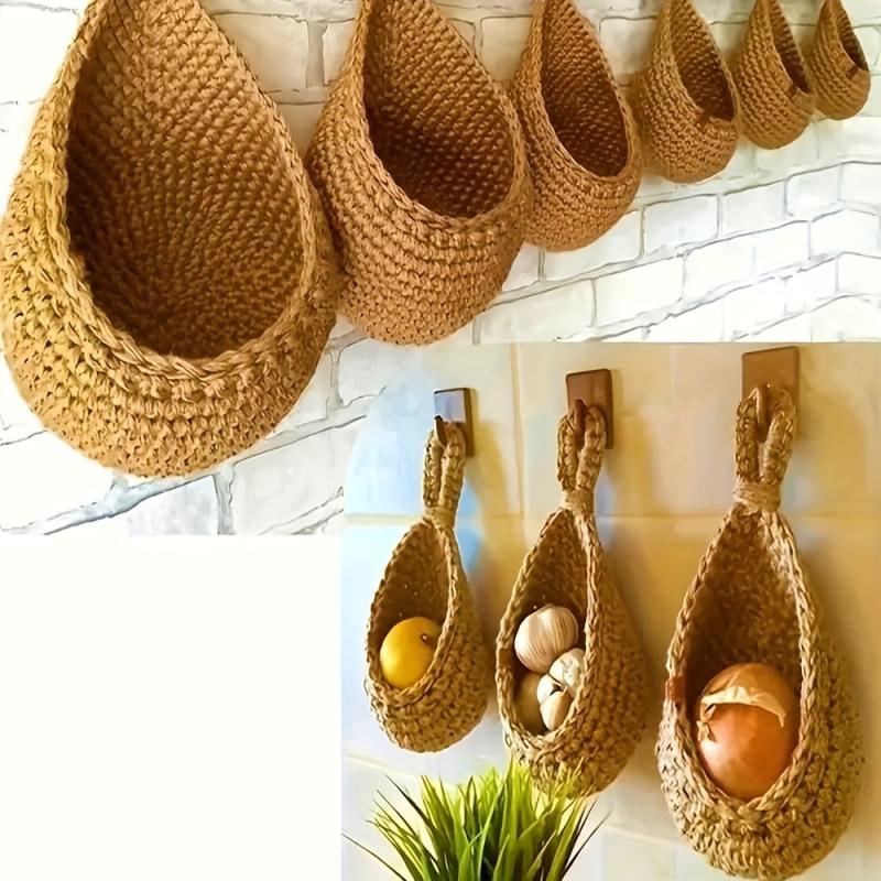 Boho Teardrop Hanging Basket for Kitchen Storage