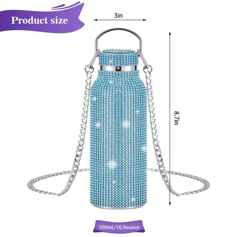 Sparkling Rhinestone Vacuum Flask 500ml 17oz 304 Stainless Steel Water Bottle