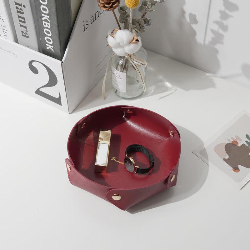 Nordic Style Leather Desktop Storage Box Key Doorway Cosmetic Jewelry