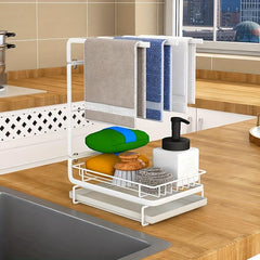 Kitchen Sink Drain Basket with Tray and Towel Holder