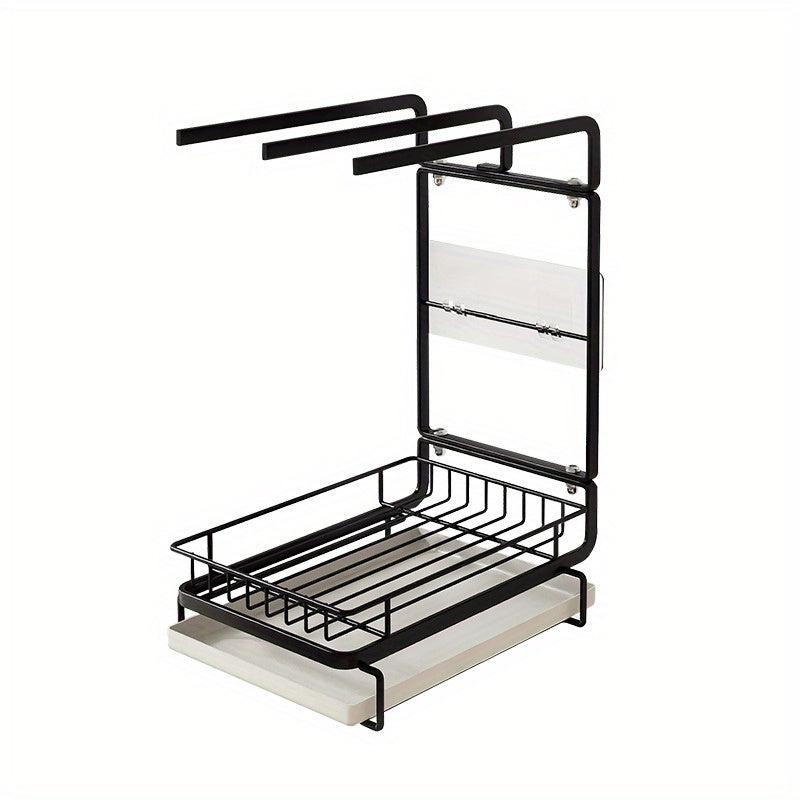 Kitchen Sink Drain Basket with Tray and Towel Holder