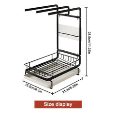 Kitchen Sink Drain Basket with Tray and Towel Holder