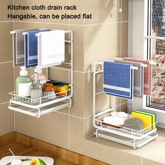 Kitchen Sink Drain Basket with Tray and Towel Holder