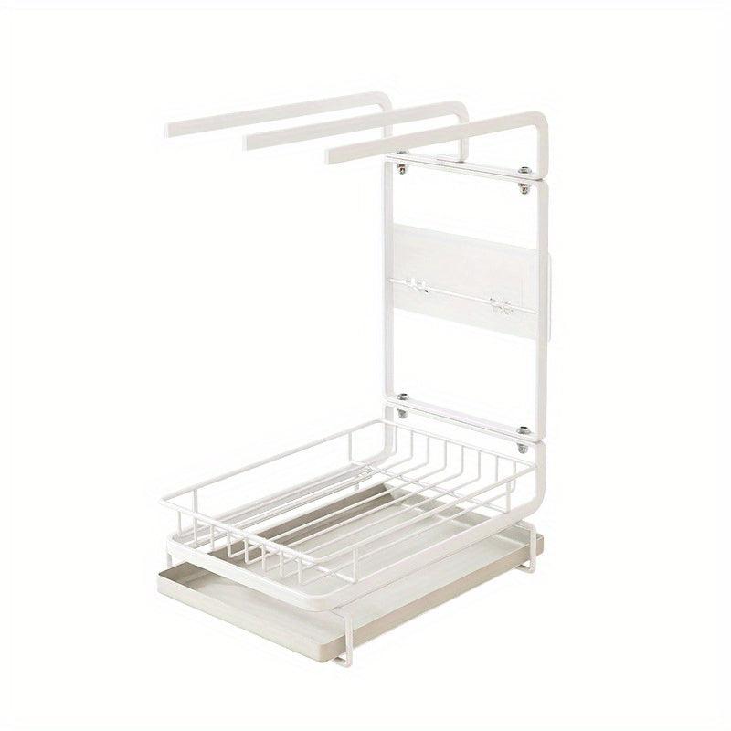 Kitchen Sink Drain Basket with Tray and Towel Holder