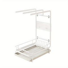 Kitchen Sink Drain Basket with Tray and Towel Holder