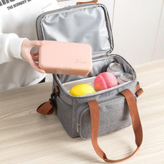 Portable Insulated Double Layer Lunch Bag for Camping Picnic