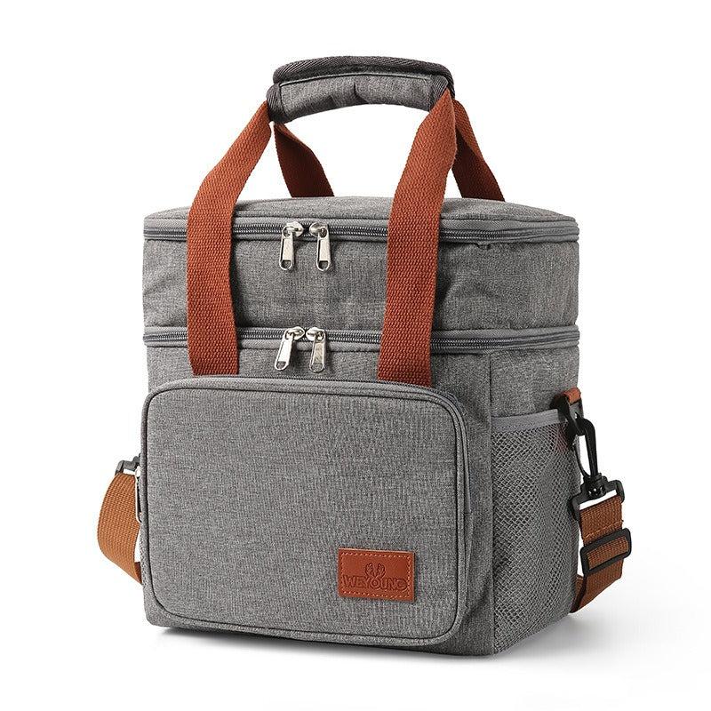 Portable Insulated Double Layer Lunch Bag for Camping Picnic
