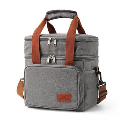 Portable Insulated Double Layer Lunch Bag for Camping Picnic