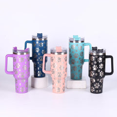 Leopard Print Bear Paw Car Cup, 40oz Stainless Steel, Back to School Supplies
