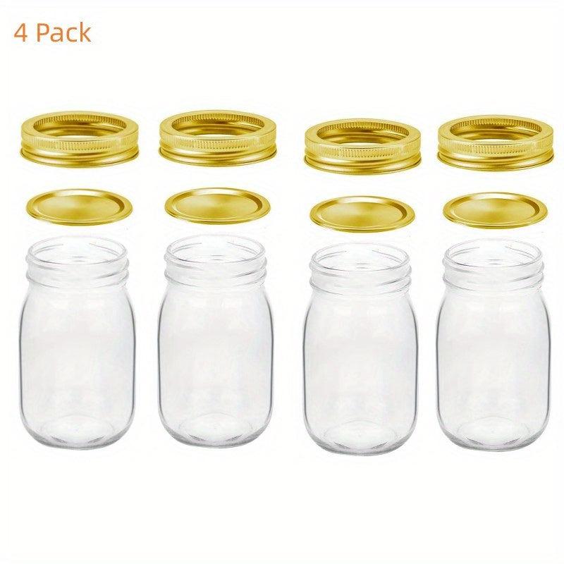 Glass Sealed Jar Kitchen Storage 16oz - Pack of 4