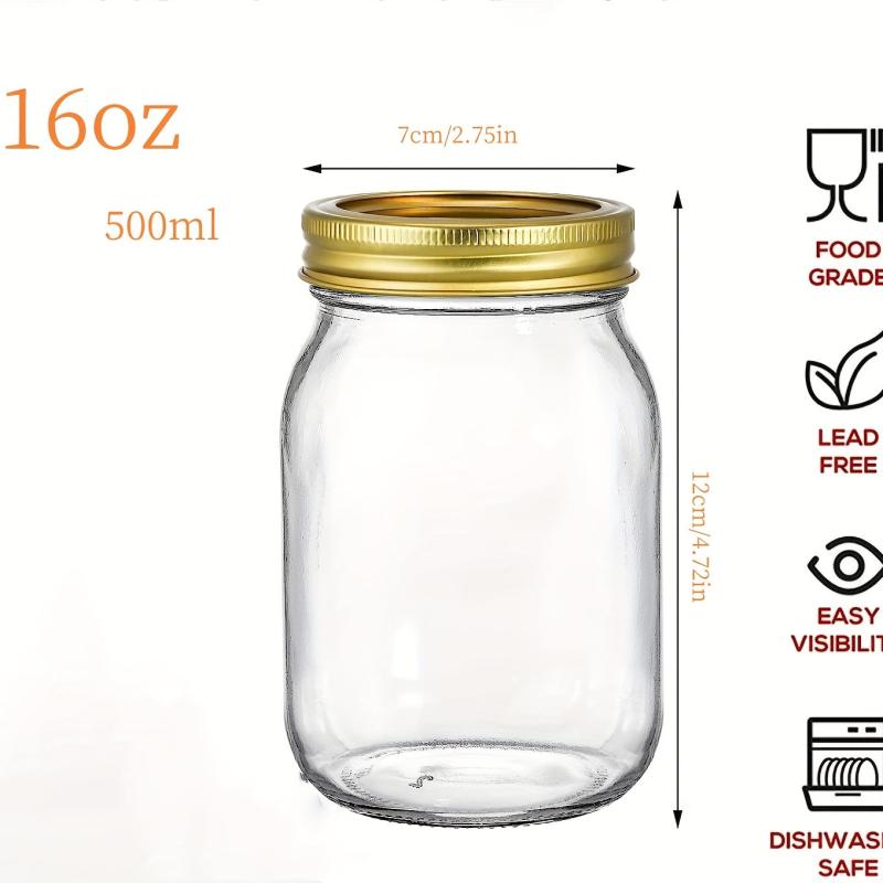 Glass Sealed Jar Kitchen Storage 16oz - Pack of 4
