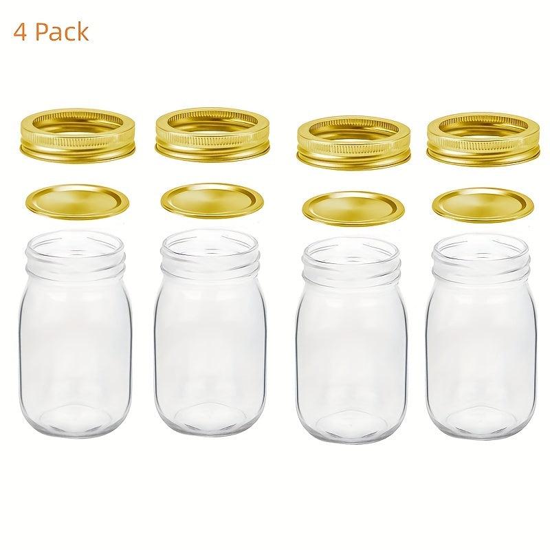 Glass Sealed Jar Kitchen Storage 16oz - Pack of 4