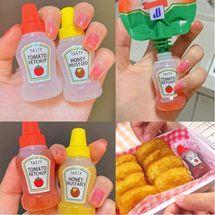 4pcs Mini Ketchup Bottles Squeeze Bottle Portable Sauce Containers For Lunch
