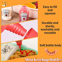 4pcs Mini Ketchup Bottles Squeeze Bottle Portable Sauce Containers For Lunch