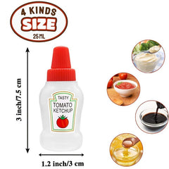 4pcs Mini Ketchup Bottles Squeeze Bottle Portable Sauce Containers For Lunch