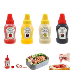 4pcs Mini Ketchup Bottles Squeeze Bottle Portable Sauce Containers For Lunch