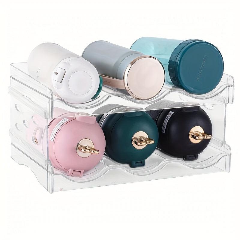 Stackable Water Bottle Organizer 2 Layers Holds 6 Bottles