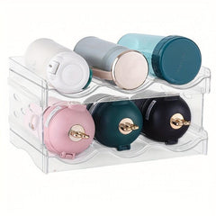 Stackable Water Bottle Organizer 2 Layers Holds 6 Bottles
