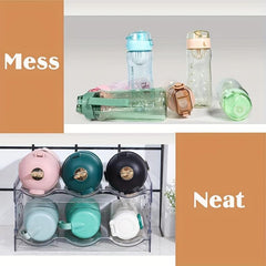 Stackable Water Bottle Organizer 2 Layers Holds 6 Bottles