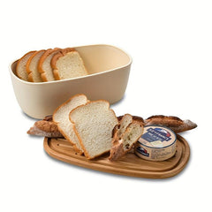 Wooden Bread Box With Cutting Board Lid Food Container