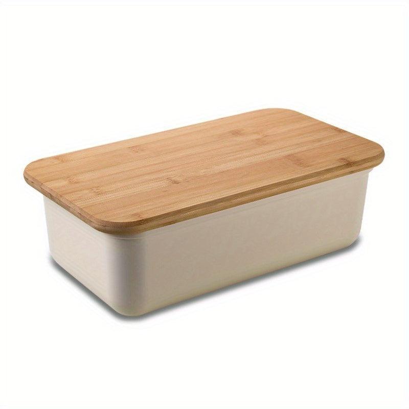 Wooden Bread Box With Cutting Board Lid Food Container