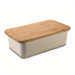 Wooden Bread Box With Cutting Board Lid Food Container