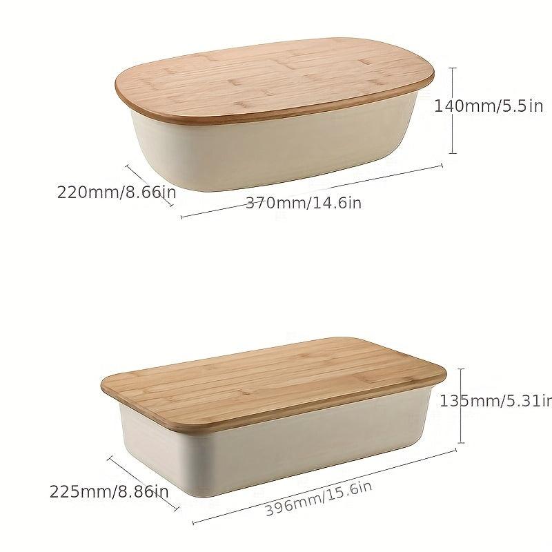 Wooden Bread Box With Cutting Board Lid Food Container