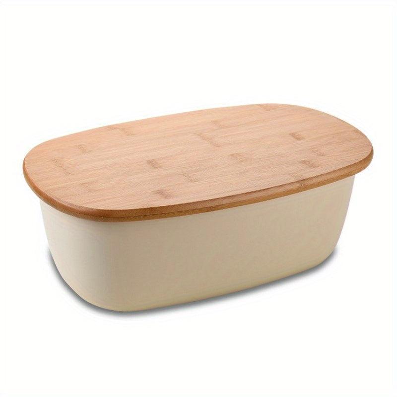 Wooden Bread Box With Cutting Board Lid Food Container