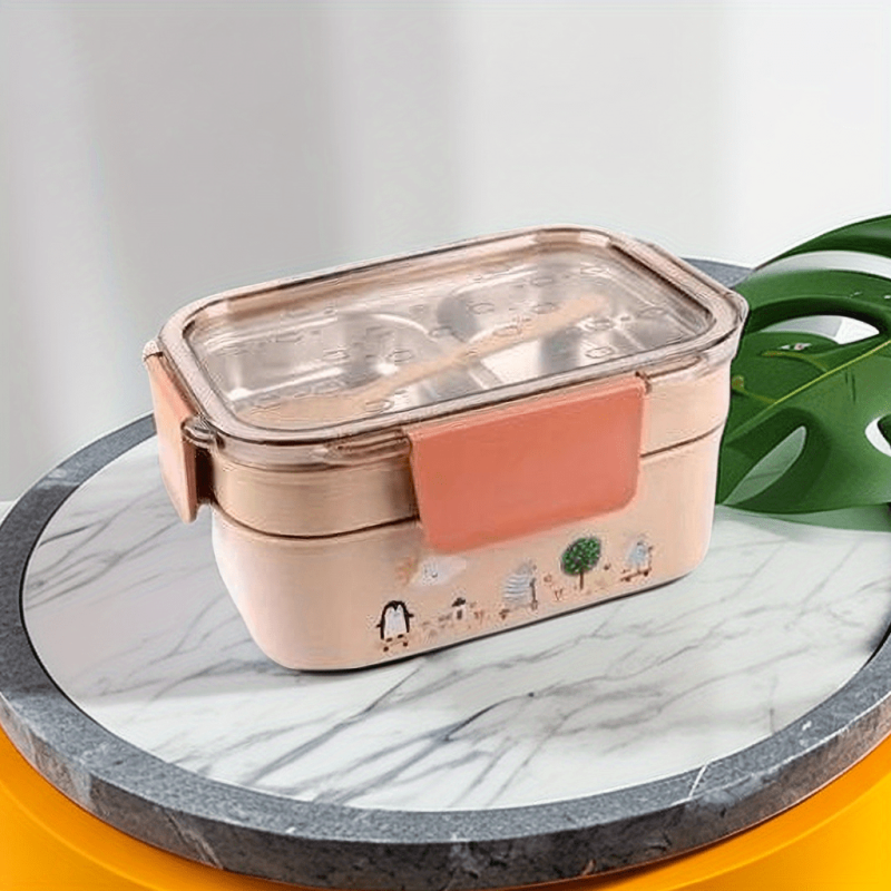 Stainless Steel Double Layer Bento Box Leakproof Food Container