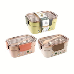 Stainless Steel Double Layer Bento Box Leakproof Food Container