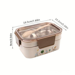 Stainless Steel Double Layer Bento Box Leakproof Food Container