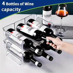 Transparent PET Wine Bottle Holder Stackable Storage Rack