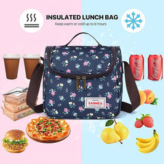 6L Portable Flower Pattern Lunch Bag, Cold Thermal Insulation, Hand Wash