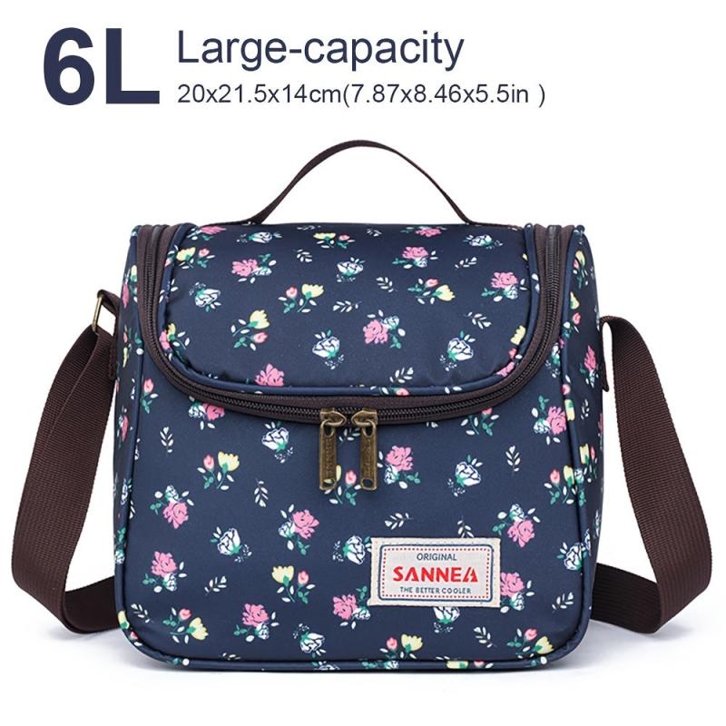 6L Portable Flower Pattern Lunch Bag, Cold Thermal Insulation, Hand Wash