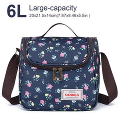 6L Portable Flower Pattern Lunch Bag, Cold Thermal Insulation, Hand Wash
