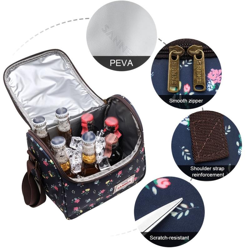 6L Portable Flower Pattern Lunch Bag, Cold Thermal Insulation, Hand Wash