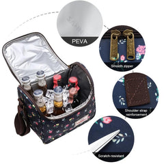 6L Portable Flower Pattern Lunch Bag, Cold Thermal Insulation, Hand Wash