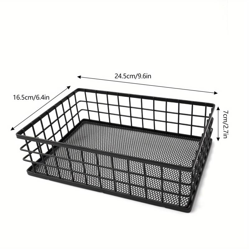 Metal Cutlery Storage Basket Cosmetic Organizer Rectangular Box