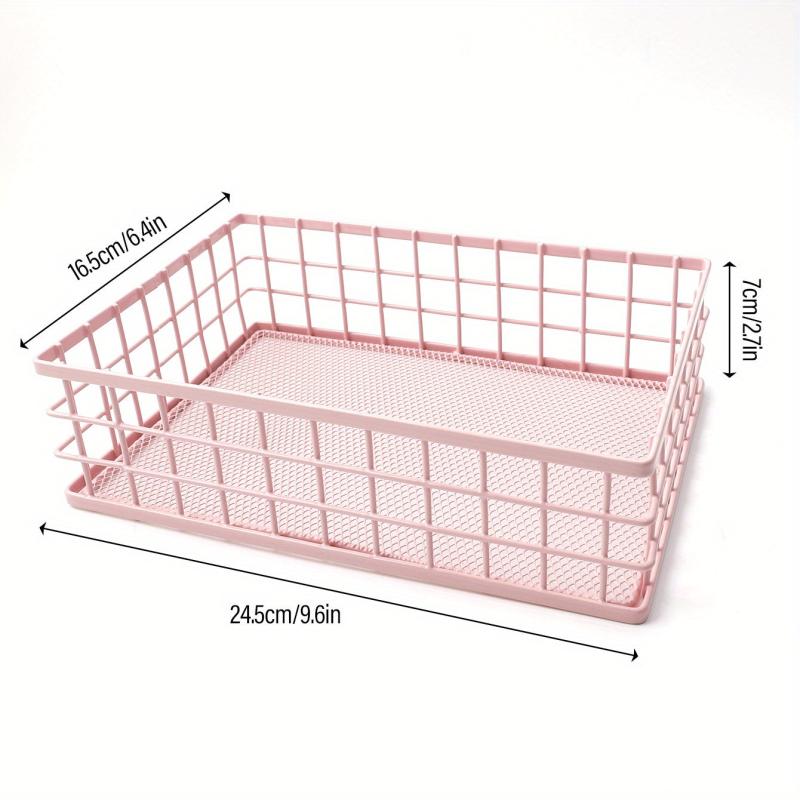 Metal Cutlery Storage Basket Cosmetic Organizer Rectangular Box