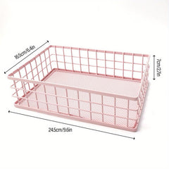 Metal Cutlery Storage Basket Cosmetic Organizer Rectangular Box