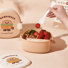 Creative Hamburger Print Lunch Box Leakproof Food Container