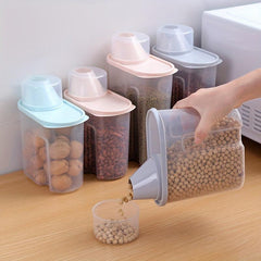Large Sealed Food Can with Measuring Cup Kitchen Storage Pail