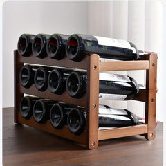 1pc Tabletop Wine Rack Solid Wood Decoration