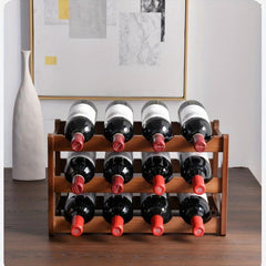 1pc Tabletop Wine Rack Solid Wood Decoration