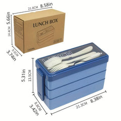 3-Layer Compartment Lunch Box Microwave Safe Fat Reduction Lunch Box Teenagers