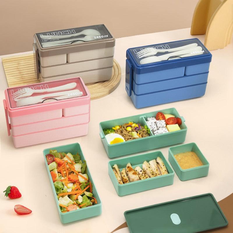 3-Layer Compartment Lunch Box Microwave Safe Fat Reduction Lunch Box Teenagers