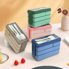 3-Layer Compartment Lunch Box Microwave Safe Fat Reduction Lunch Box Teenagers
